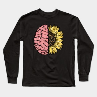 Brain Floral sunflower, Mental Health Matters Long Sleeve T-Shirt